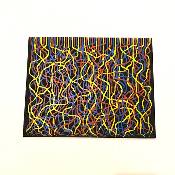 Mycelium Network / Collective Consciousness Painting- Red Yellow Blue and Black - Picture 3 of 10